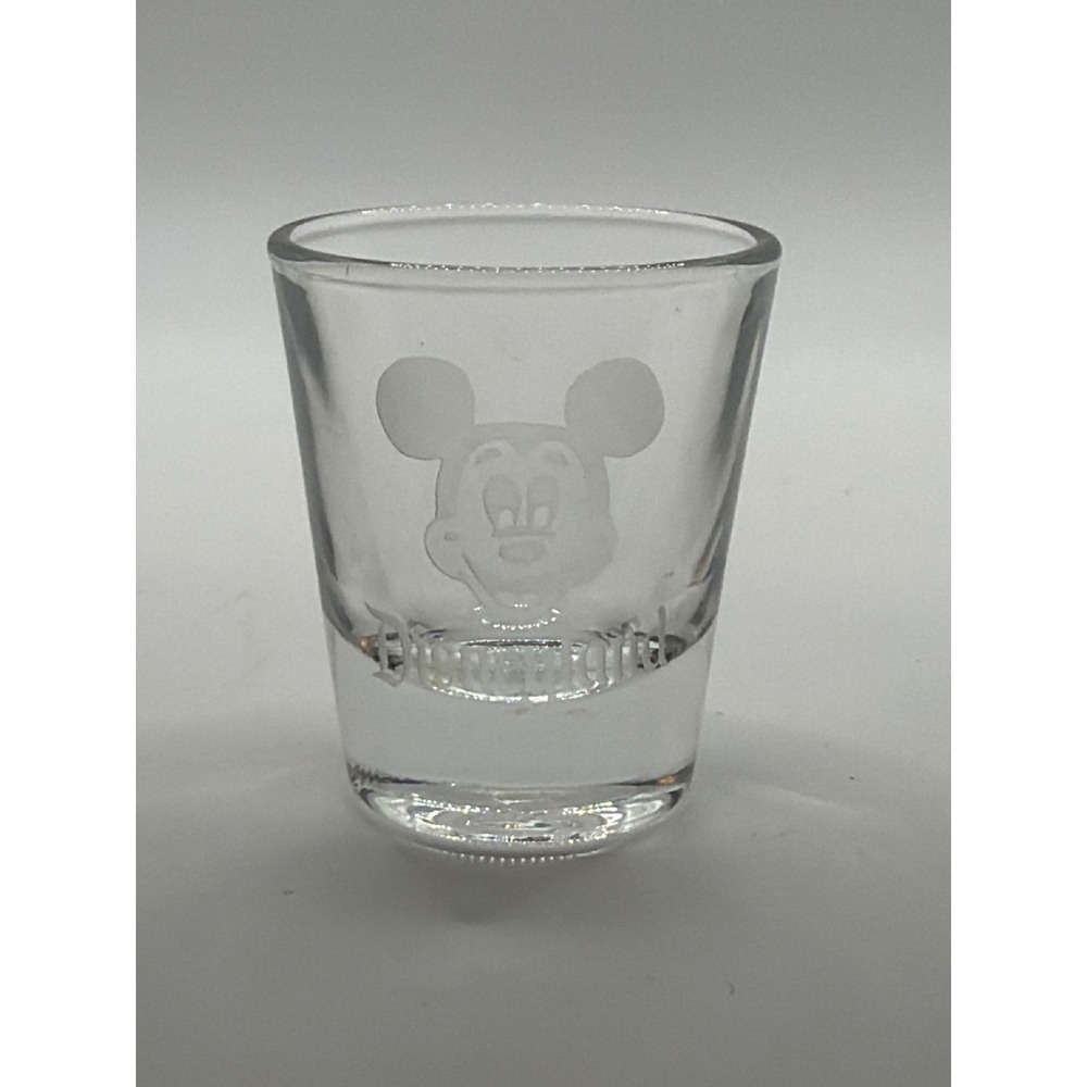 Vintage Walt Disney Productions Disneyland Mickey Mouse Etched Shot Glass Clear